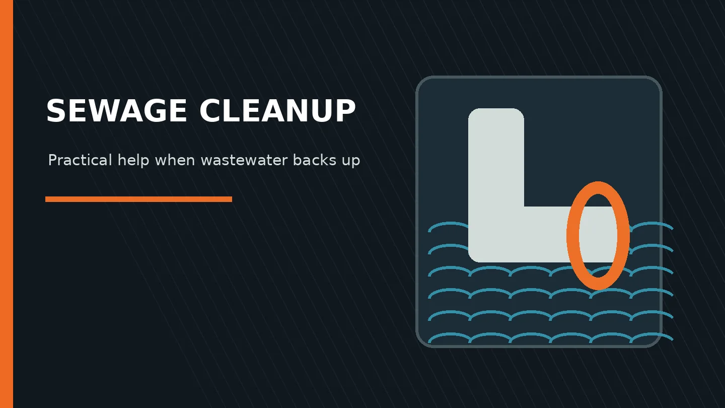 Illustrated sewage cleanup and wastewater pipe response concept
